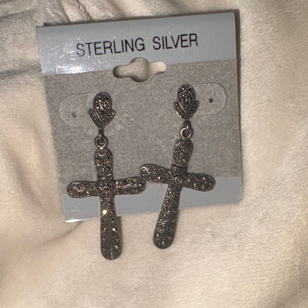 Sterling Silver Cross Earrings